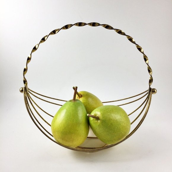 Retro MCM Gold Wire Fruit Basket - Picture 3 of 8